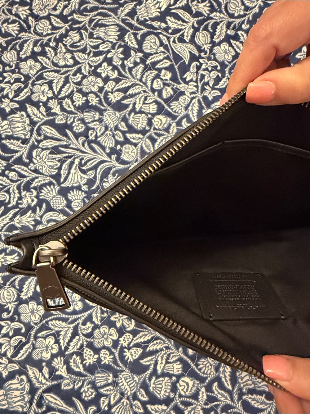 Coach Black Embossed Signature Leather Wristlet Clutch - Picture 6 of 6